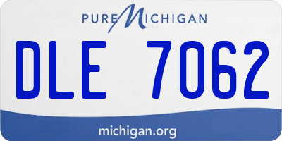 MI license plate DLE7062