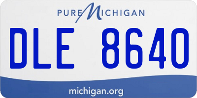 MI license plate DLE8640