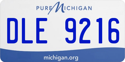 MI license plate DLE9216