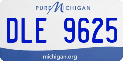MI license plate DLE9625