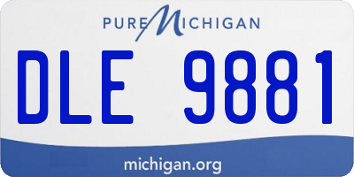 MI license plate DLE9881