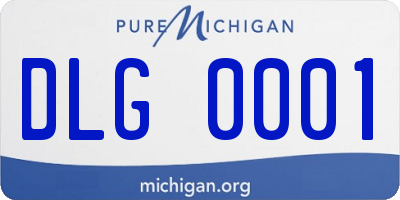 MI license plate DLG0001