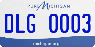 MI license plate DLG0003