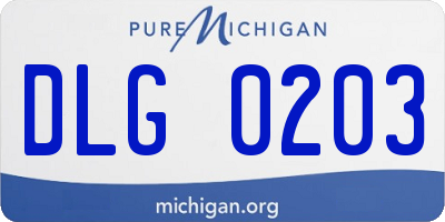 MI license plate DLG0203