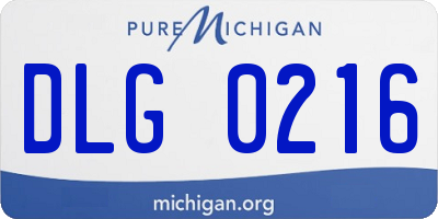 MI license plate DLG0216