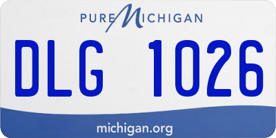MI license plate DLG1026