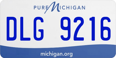 MI license plate DLG9216