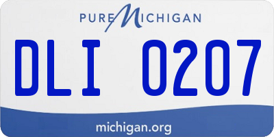 MI license plate DLI0207