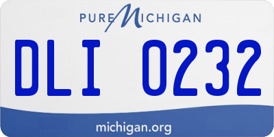 MI license plate DLI0232