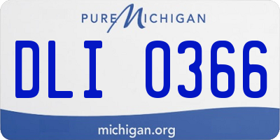 MI license plate DLI0366