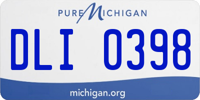MI license plate DLI0398