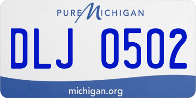 MI license plate DLJ0502