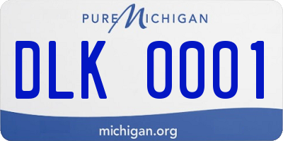 MI license plate DLK0001