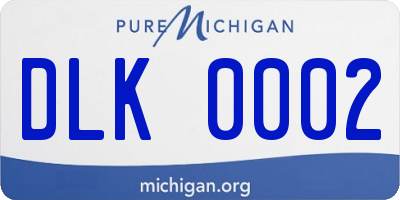 MI license plate DLK0002