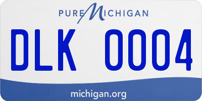 MI license plate DLK0004