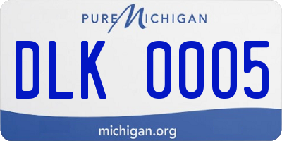 MI license plate DLK0005