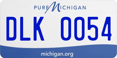 MI license plate DLK0054