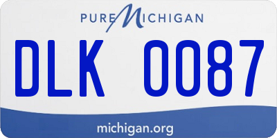 MI license plate DLK0087