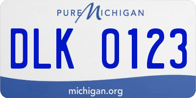 MI license plate DLK0123