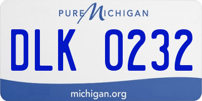 MI license plate DLK0232