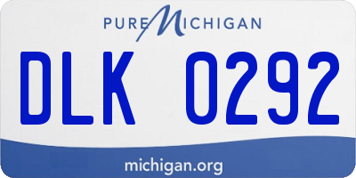 MI license plate DLK0292