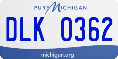 MI license plate DLK0362