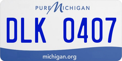 MI license plate DLK0407