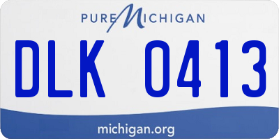 MI license plate DLK0413