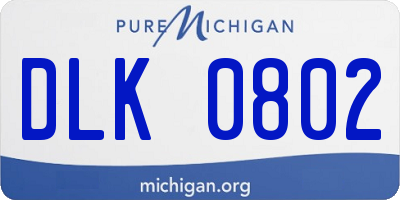MI license plate DLK0802