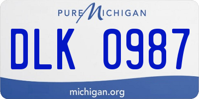 MI license plate DLK0987