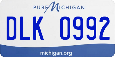 MI license plate DLK0992