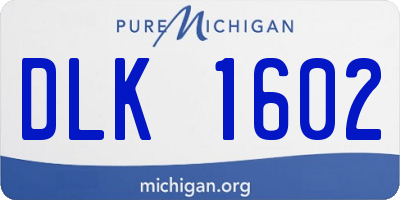 MI license plate DLK1602