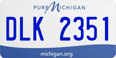MI license plate DLK2351