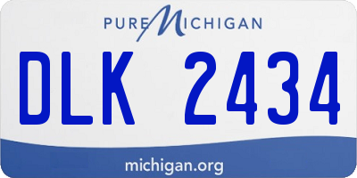 MI license plate DLK2434