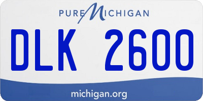 MI license plate DLK2600