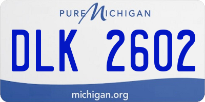 MI license plate DLK2602