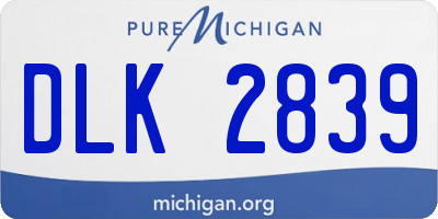 MI license plate DLK2839