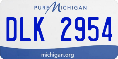 MI license plate DLK2954