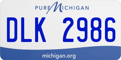 MI license plate DLK2986
