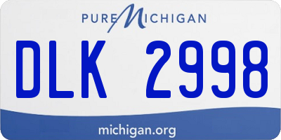 MI license plate DLK2998