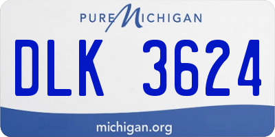 MI license plate DLK3624