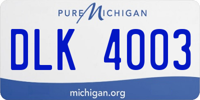 MI license plate DLK4003