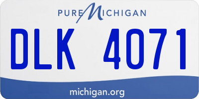 MI license plate DLK4071