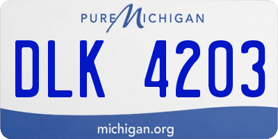 MI license plate DLK4203