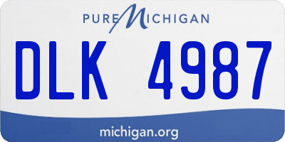MI license plate DLK4987
