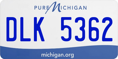 MI license plate DLK5362