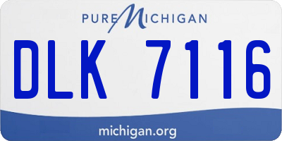 MI license plate DLK7116