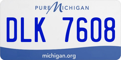 MI license plate DLK7608