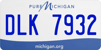 MI license plate DLK7932