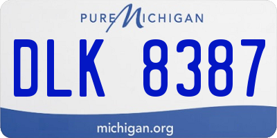 MI license plate DLK8387
